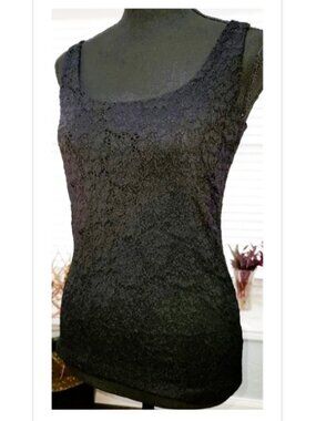 WHBM Black Lace Lined Tank XS